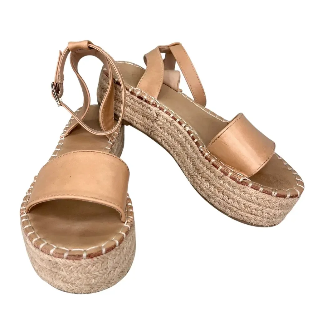 Catherine Malandrino Semiy Platform Sandals 6 Beige Ankle Strap